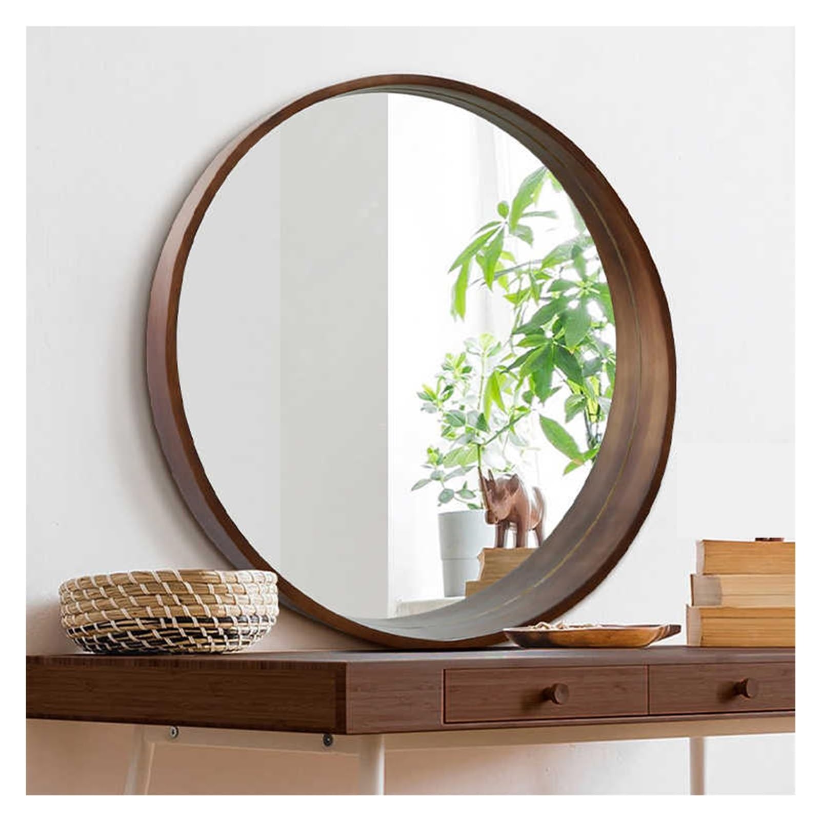 Miroir de salle de bain irrégulier en bois HD pour coiffeuse et chambre