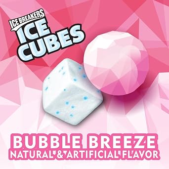 ICE BREAKERS Ice Cubes Bubble Breeze and Wintergreen Sugar Free Chewing Gum Bottles (6 Count, 40 Pieces)