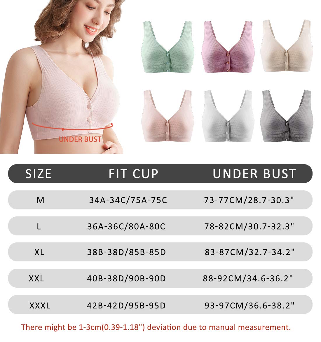 ATOX Nursing Bras for Breastfeeding Cotton Wireless Maternity Bra Seamless Support Front Snap Padded Bralettes Beige - Image 5 thumbnail