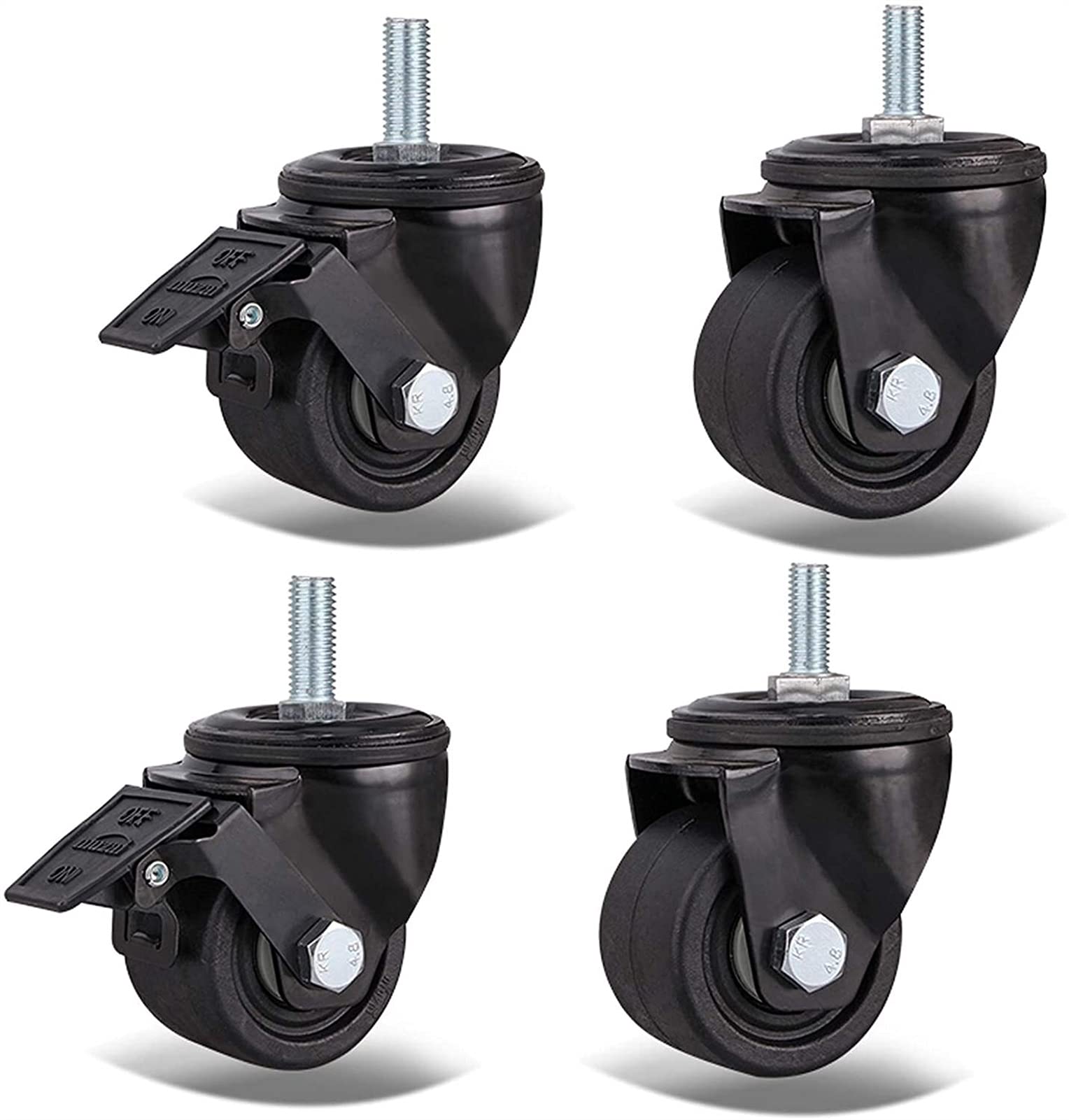 4 Ruote Girevoli Per Mobili Con Stelo Filettato - Nylon Resistente Per Carichi Pesanti Fino A 600kg - Foto 2