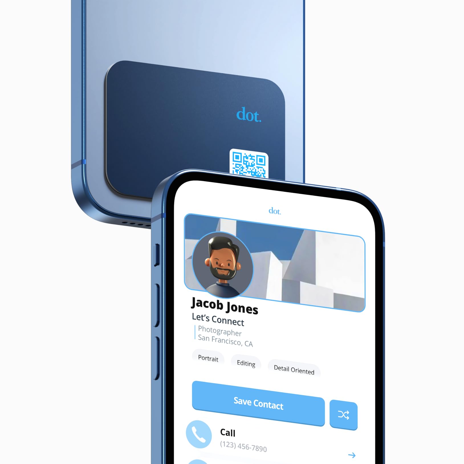 Thin - Digital Business Card - Tap to Share NFC - iPhone & Android (Blue)