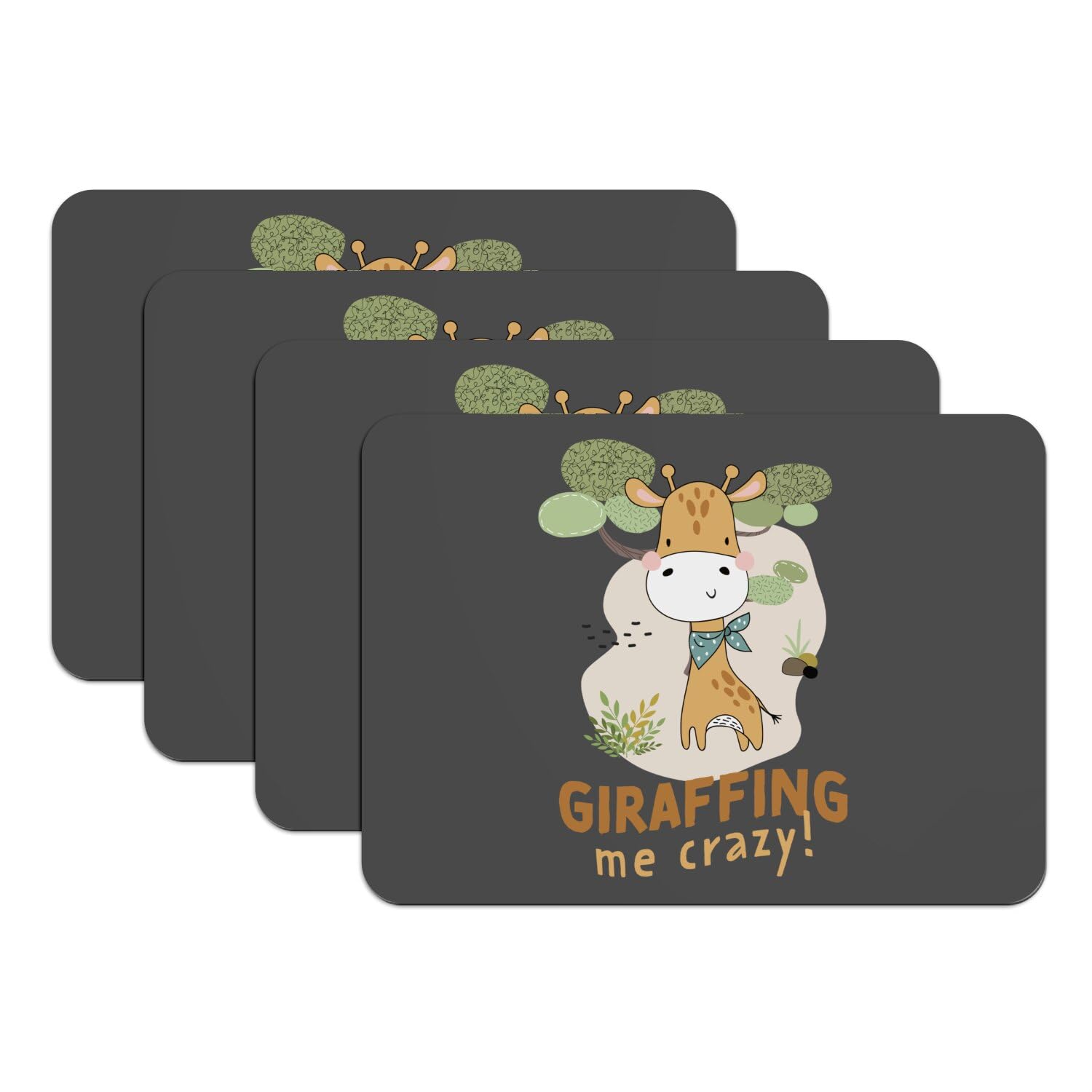 Sets de table dessin humour girafe idée cadeau originale pour pendaison de crémaillère
