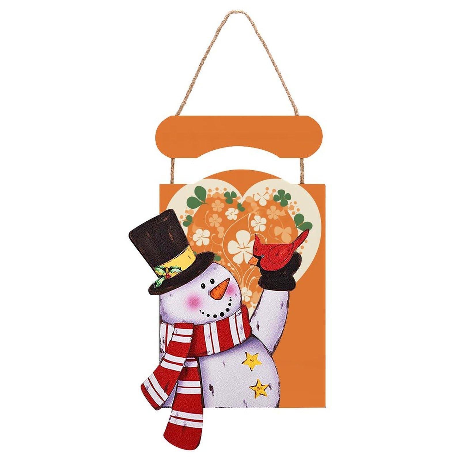 Heart Shape on Background Snowman Sign Wooden Hanging Door Sign Christmas Door Decor Christmas Snowman Wooden Hanging Sign Wall Art for Indoor Outdoor Porch Wall