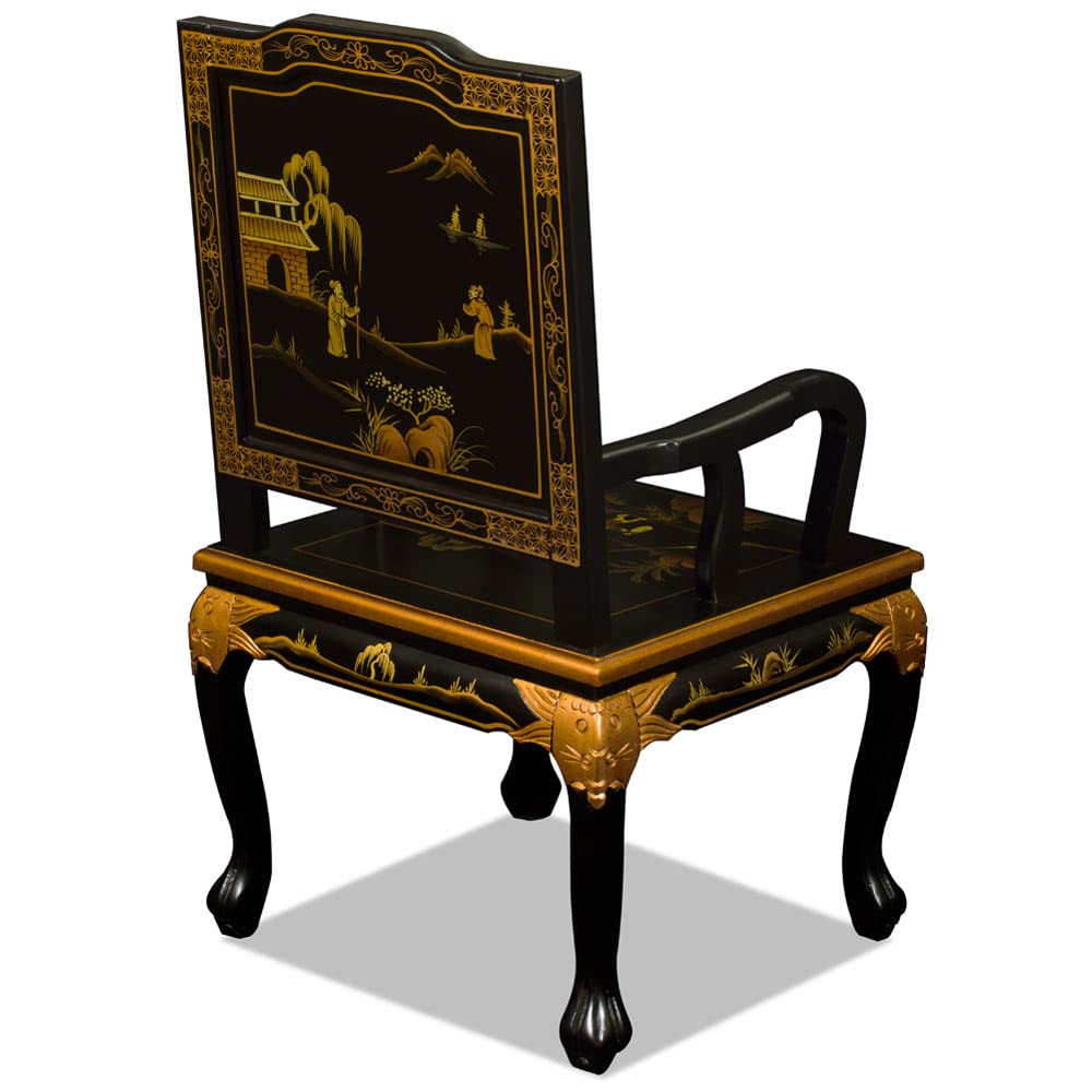 Amazon.com: ChinaFurnitureOnline Black Queen Anne Chinoiserie