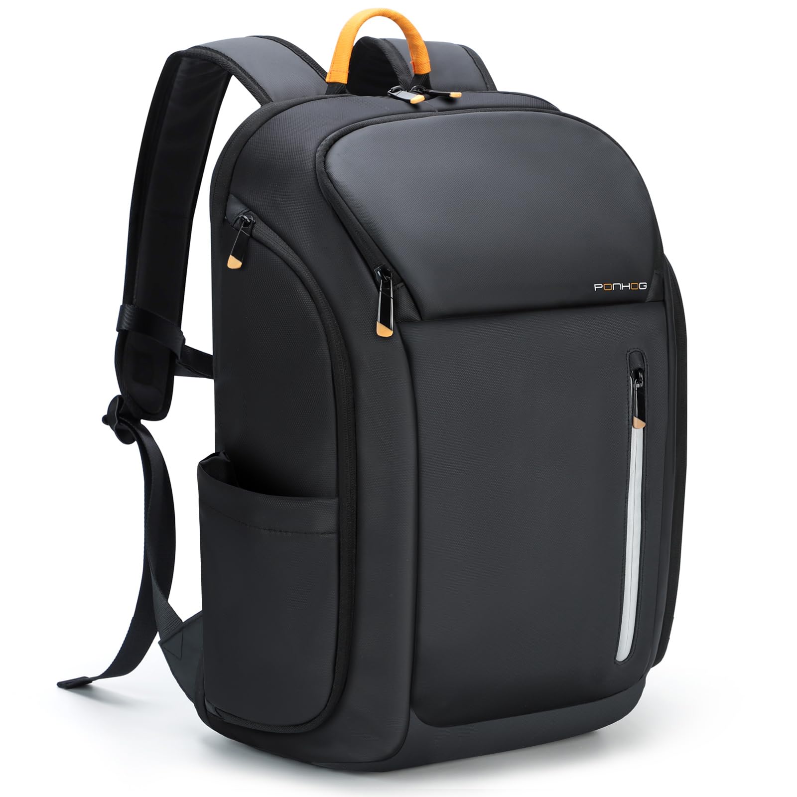 Ponhog Zaino Uomo Porta PC 17 Pollici - Zaino da Viaggio 900D Idrorepellente, Apertura 180° e Design Antifurto, Capacità 30L, Nero