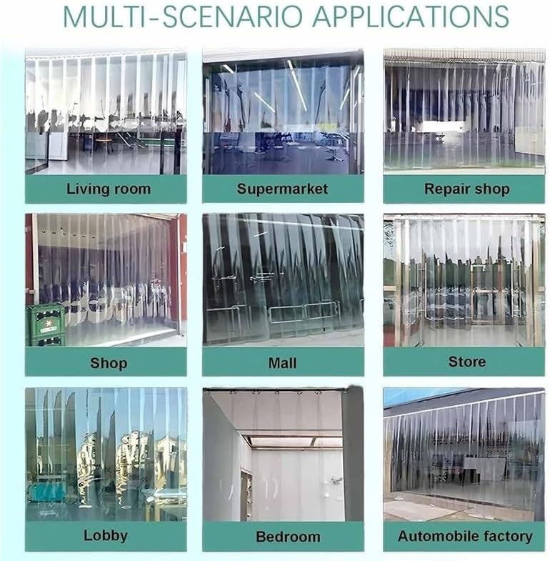 Clear PVC Strip Door Curtain Kit with Hardware – Commercial Plastic Vinyl Strip Curtain for Doorways, Walk in Insulating Sceen for Warehouse Garage Barn(W 240CM,H 230CM)