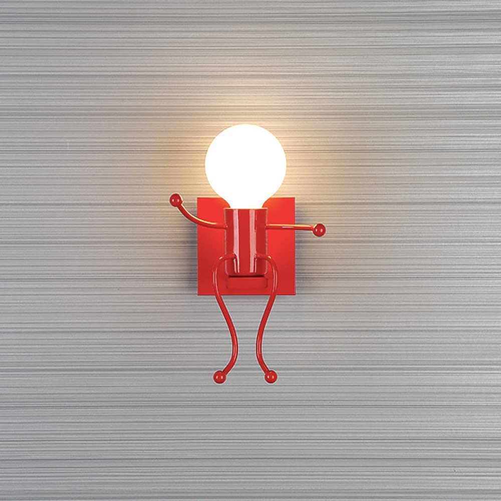 iDEGU Wandleuchte, moderne Wandlampe, Humanoidstil, kreativ, Dekoration Lampe für den Innenbereich, für Kinderzimmer, Wohnzimmer, Flur (rot)
