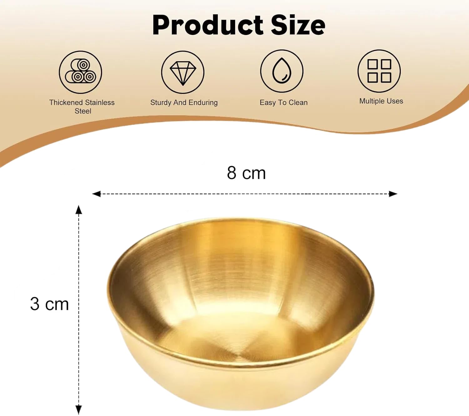 PCKOBEVER 4 Pcs Small Stainless Steel Sauce Dishes, Mini Dipping Bowls Dishes Condiment Sauce Cups - Image 2