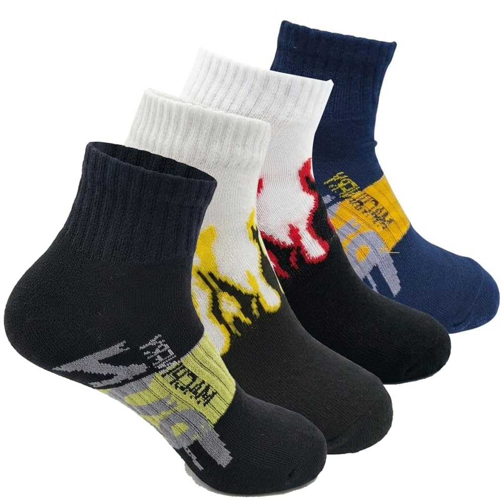 bear & beyond Unisex Ankle Socks Pack of 4 | Multicolor Graphic Designer Socks | Soft Cotton Blend | Breathable Casual Sports Socks for Men & Women | Free Size-picture-46