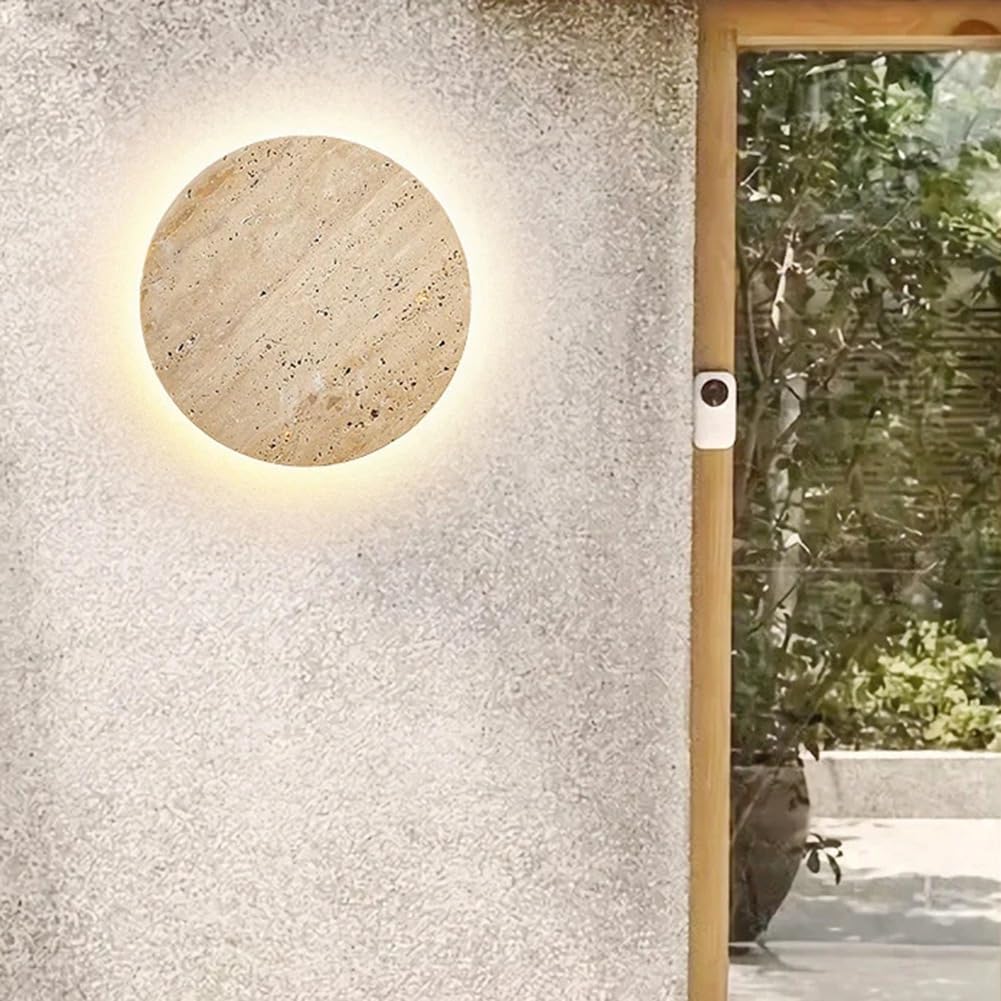 Lampada da Parete LED Travertino Giallo 30 cm Per Giardino IP65