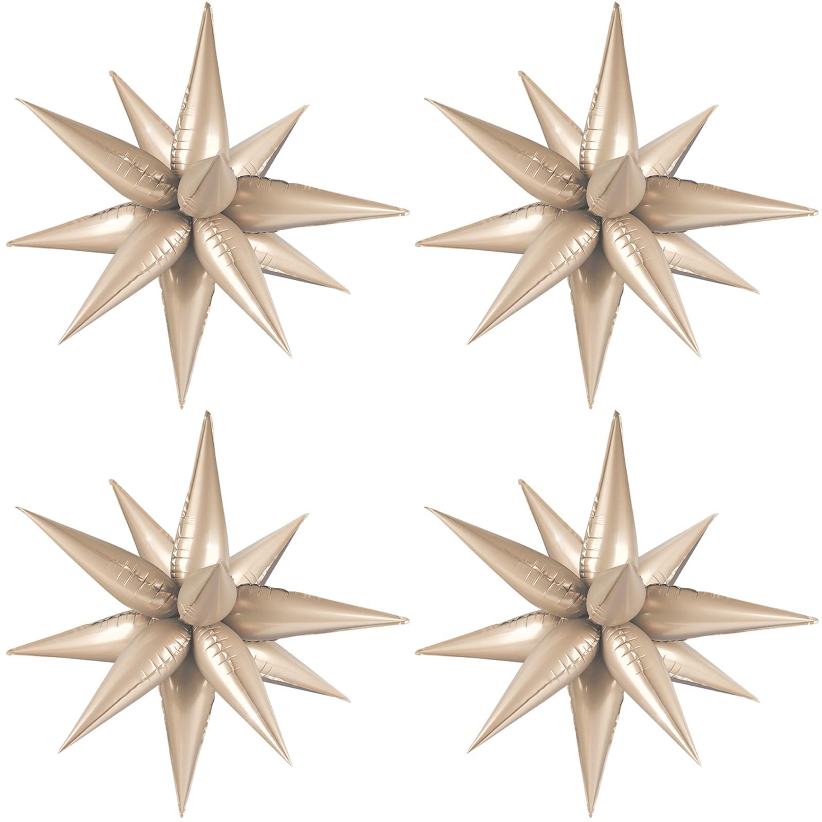 Moukiween12 Point Star Balloons-50 Pcs Apricot Explosion Star Foil Balloons,Starburst Cone Mylar Balloons Spike Balloons for Party Supplies Christmas Birthday Wedding Baby Shower Photo Booth