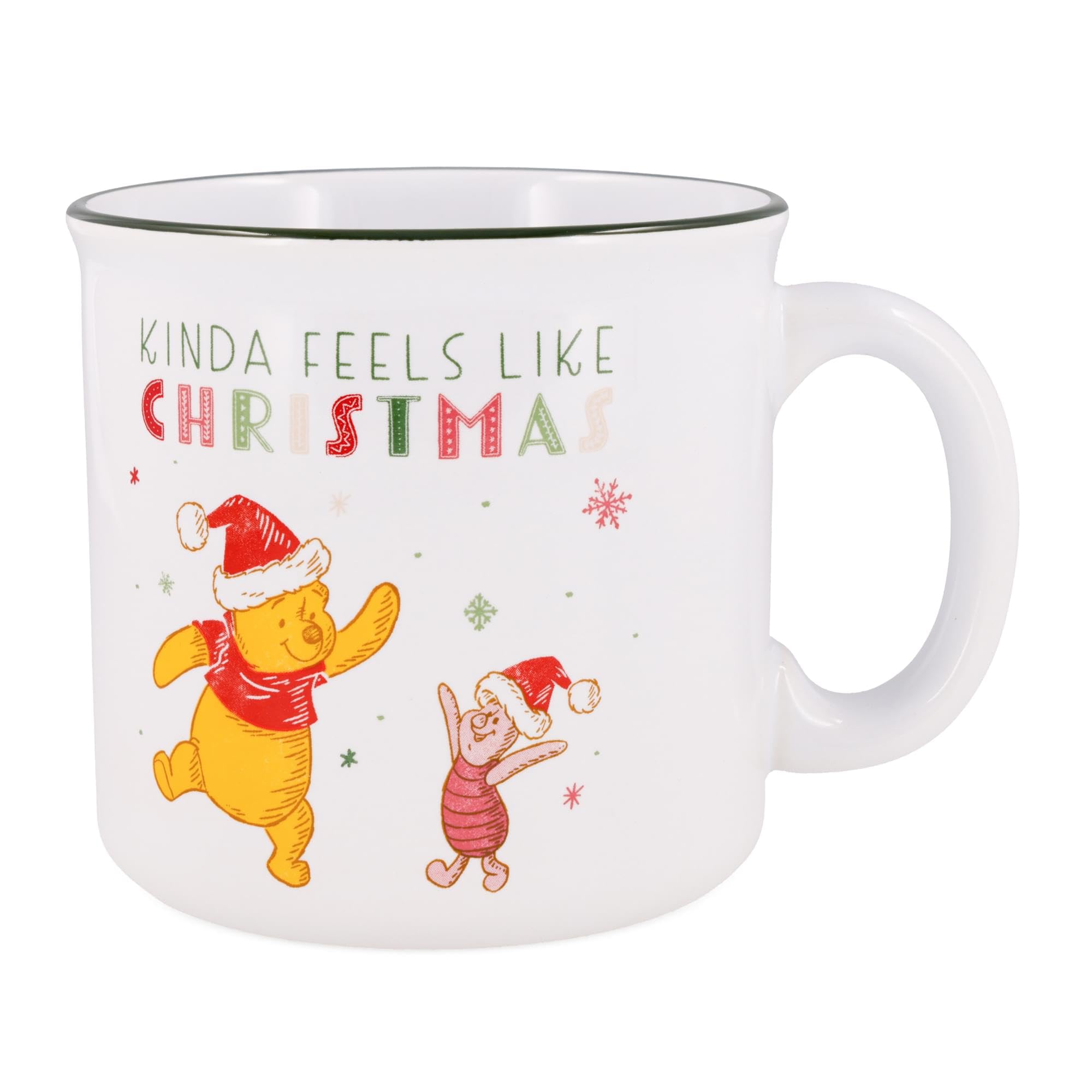 Disney Winnie The Pooh and Piglet Holiday - Taza de café grande de cerámica para té, cacao, bebidas, capacidad para 20 onzas