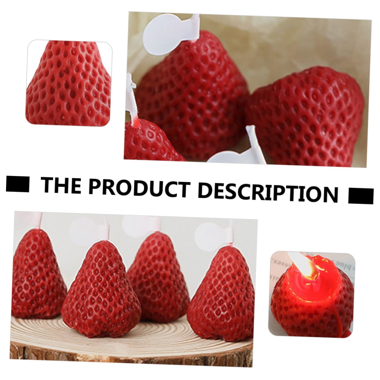 Velas Aromáticas de Fresa 8 Piezas en Parafina Rojas | Forma de Fresa, Estilo Creativo y Atractivo, Pack para Hotel E Iglesia, Adecuado para Navidad