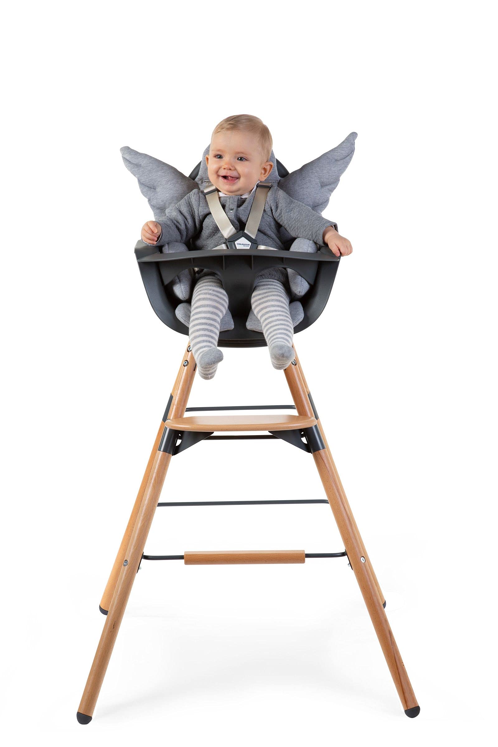CHILDHOME, Set di piedi extra lunghi per il seggiolino per bambini Evolu 2, adatto all'isola della cucina o al bar, altezza 90 cm, poggiapiedi, legno di faggio, facile da assemblare, colore antracite