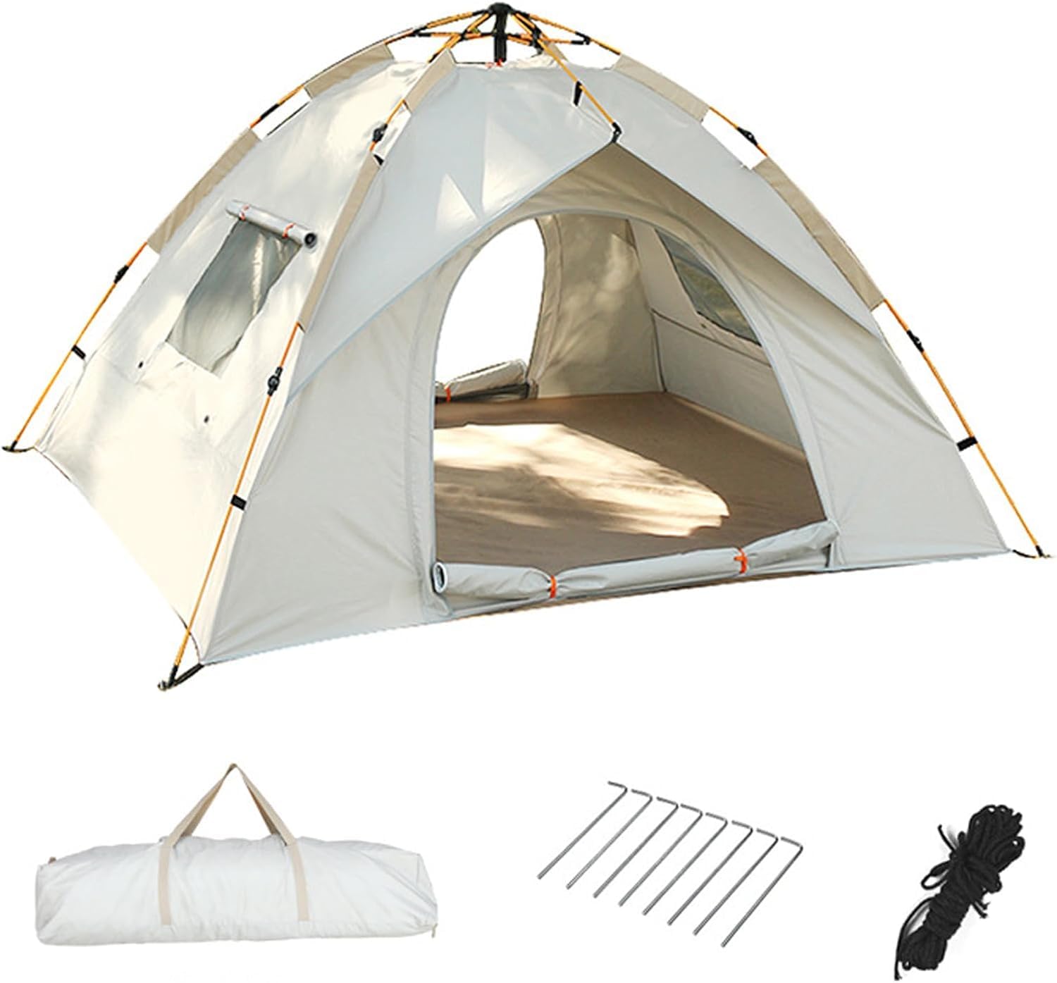 Cloud Gray Tent 3-4 Person Camping Tent with Carrying Bag,Portable Automatic Camp Tent,Lightweight Outdoor Tent for Backpacking,Hiking,Beach Use,Waterproof,Spacious,Tent