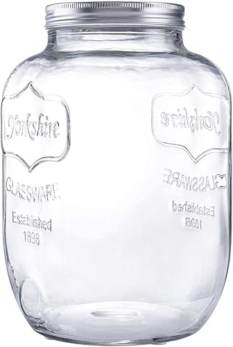 Diamond Star Tarro de almacenamiento de vidrio grande para conservas de boca ancha con tapa de lata cepillada (1 galón)