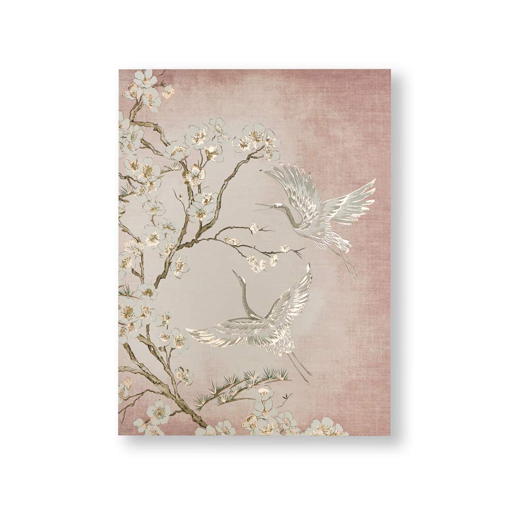 Art For The Home Wall Art Graceful Cranes Pink Canvas