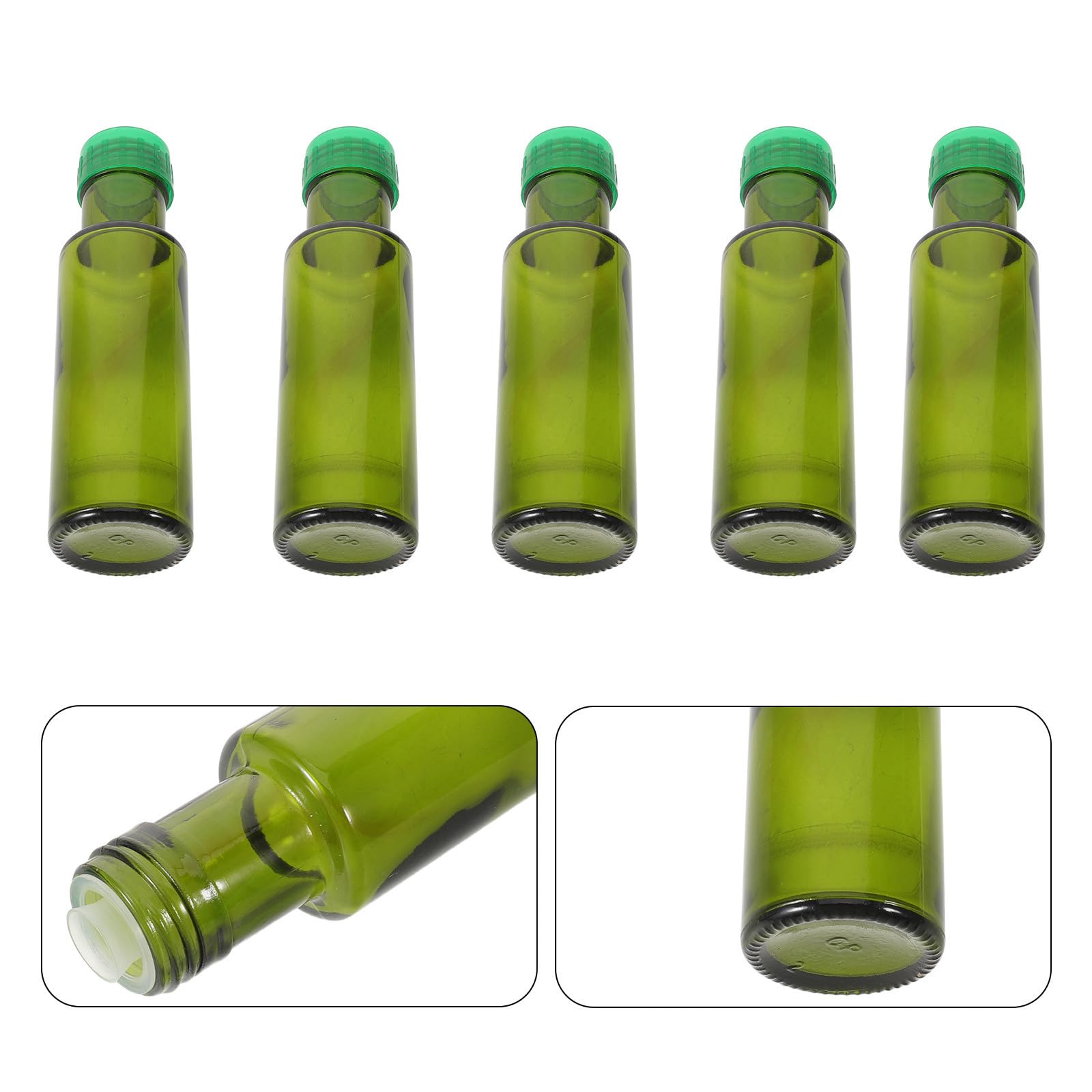10 Glas Olivenölflaschen mit Deckel, 100ml, Rund, Wiederbefüllbar | Speiseöl, Essig und Dressings, mit Ausgießer, Luftdicht Verschließbar, Portable Lösung