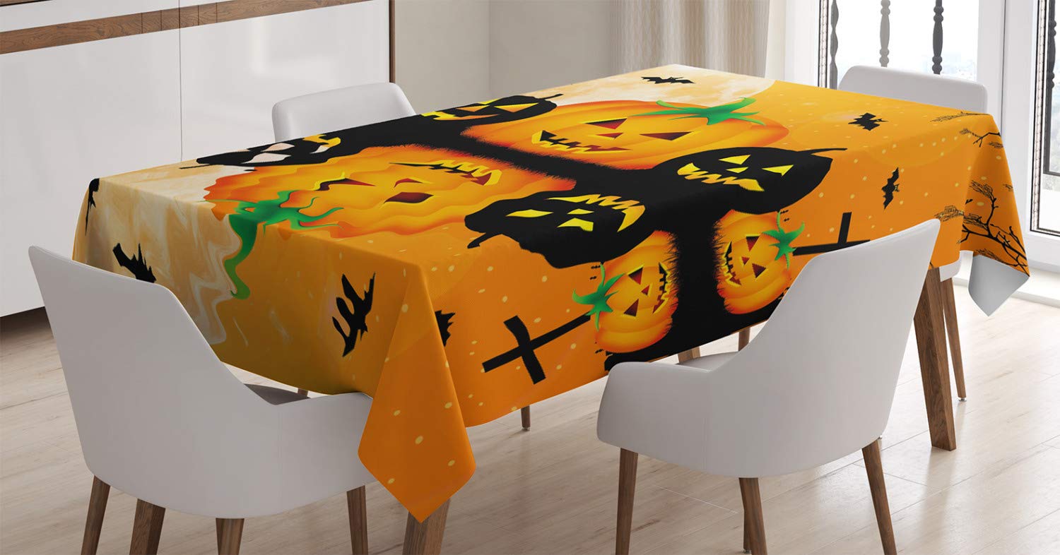 Tovaglia Halloween 137x180 Cm: Zucca Spaventosa, Impermeabile E Riutilizzabile Per Decorazioni Festa A Tema - 2