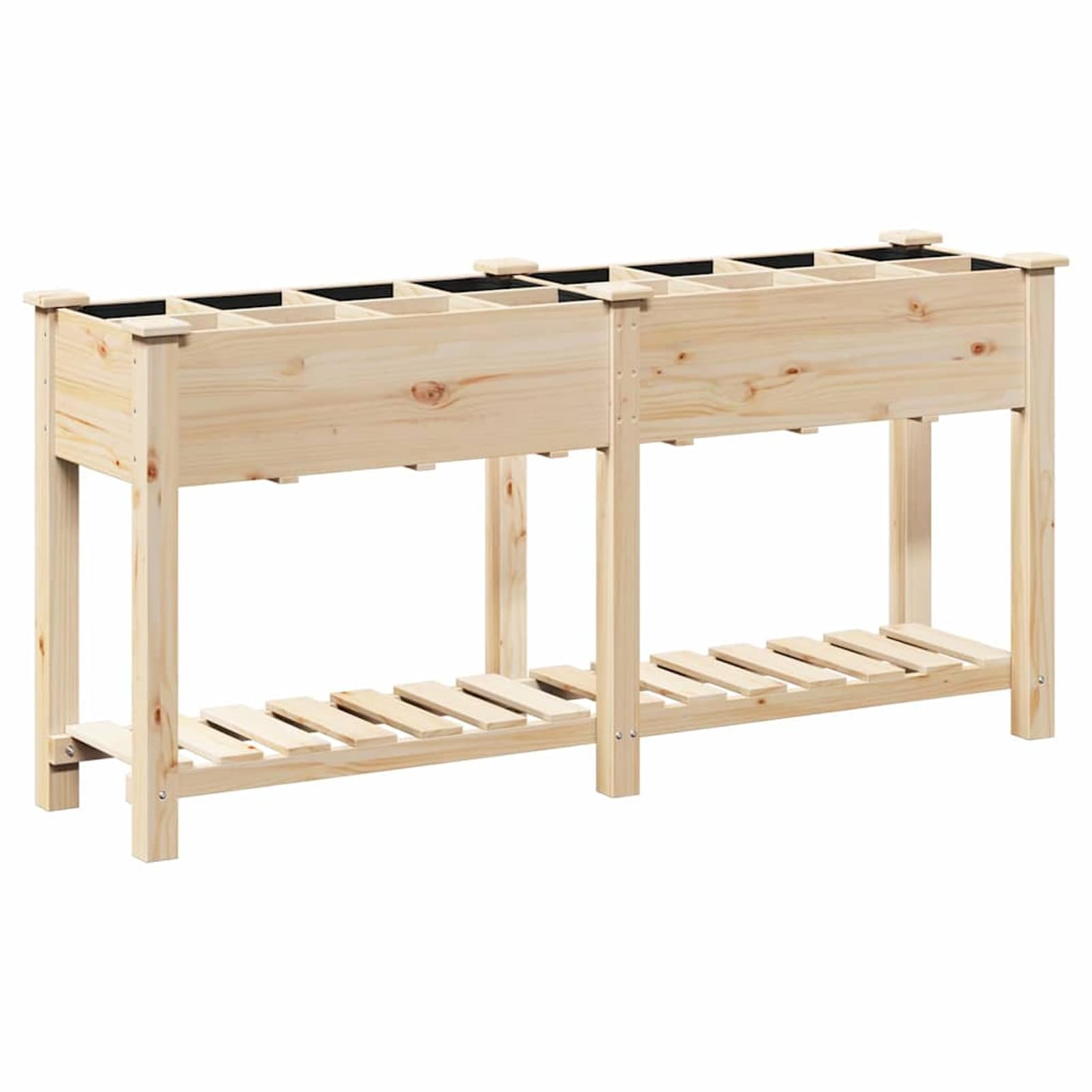 Fioriera da giardino con ripiano, in legno massiccio di abete rosso, 161,5 x 45 x 76,5 cm, 1 pezzo, per terrazze e giardini, amanti delle piante