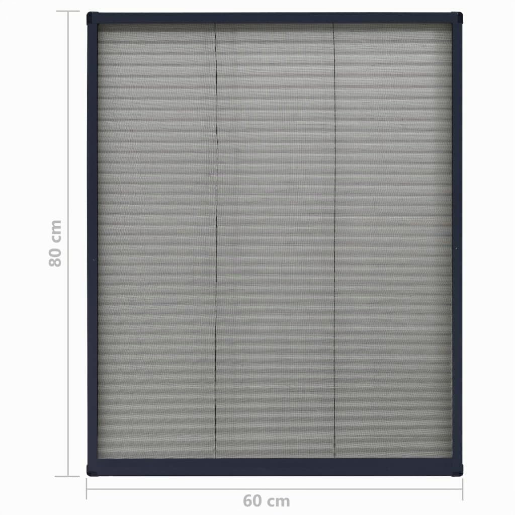 Moustiquaire Enroulable pour Fenêtre de Toit, Moustiquaire plissée pour fenêtre Aluminium Anthracite 60x80 cm