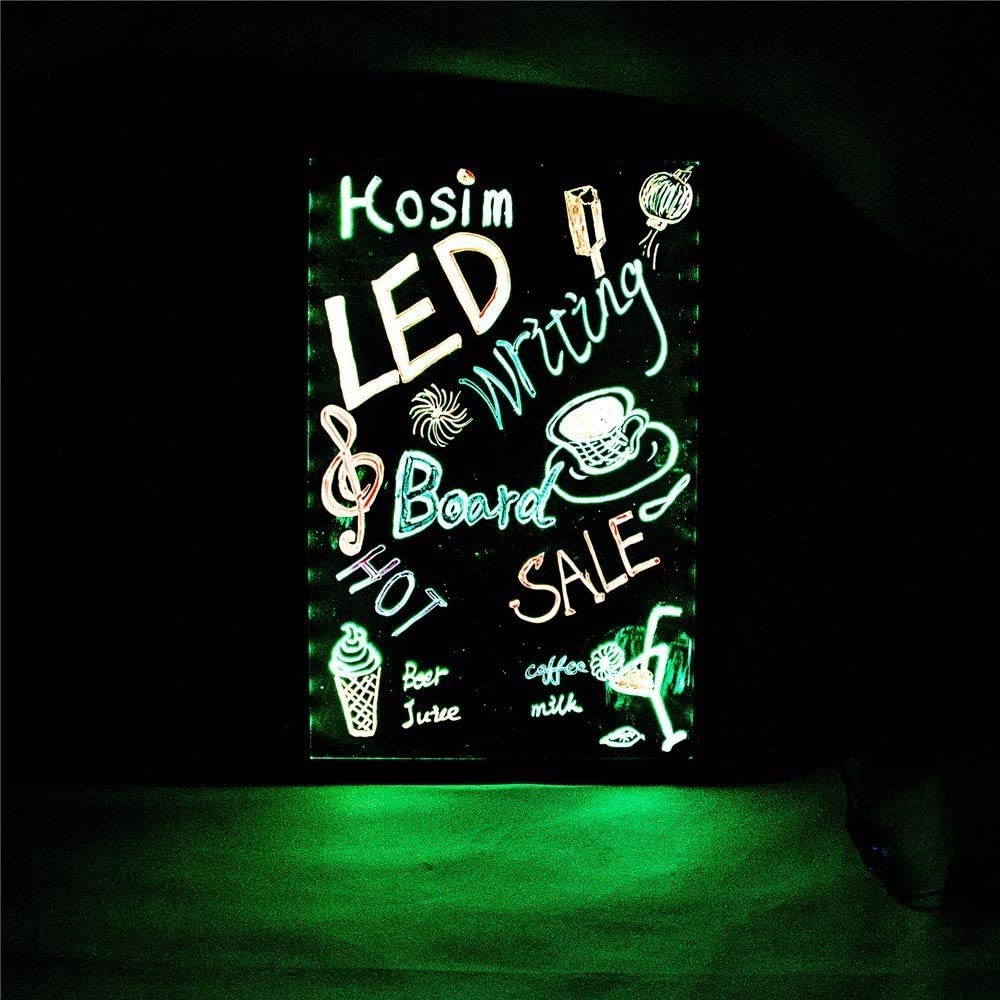 Lavagna per gesso 50 * 70 cm Lavagna decorativa per messaggi Lavagna fluorescente a LED Lavagna pubblicitaria per scrittura a mano appesa per cucina domestica Ufficio all'aperto Pareti scolastiche M