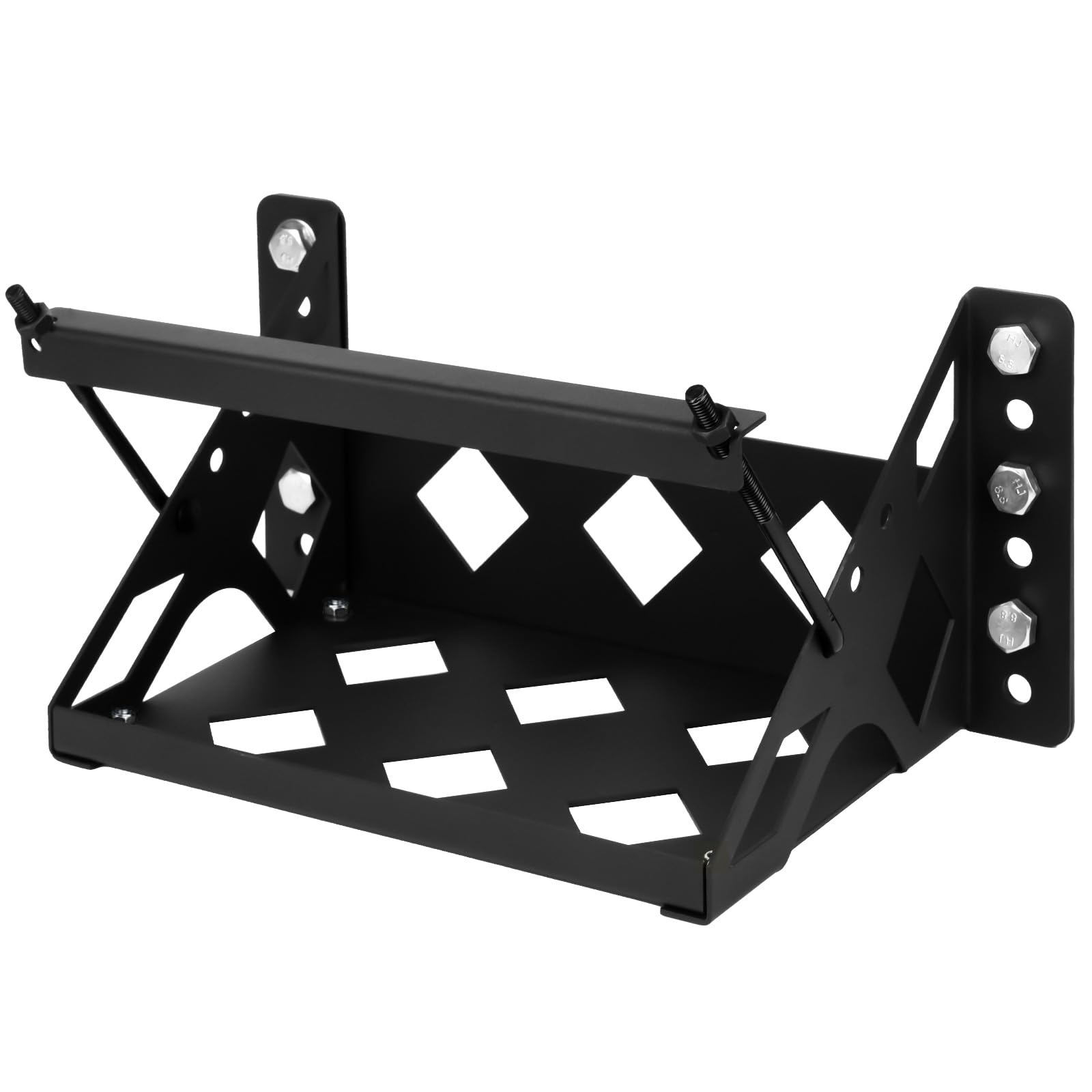 Photo 1 of PIHIL Metal Steel Battery Mounting Trays Bracket, Bolt-in Battery Tray, Tray Fits Up to 10.63"×7.06"×7.5" Battery, for Car RV Trailer Boat Truck Marine, Waterproof,Anti-Corrosion, No Rusting