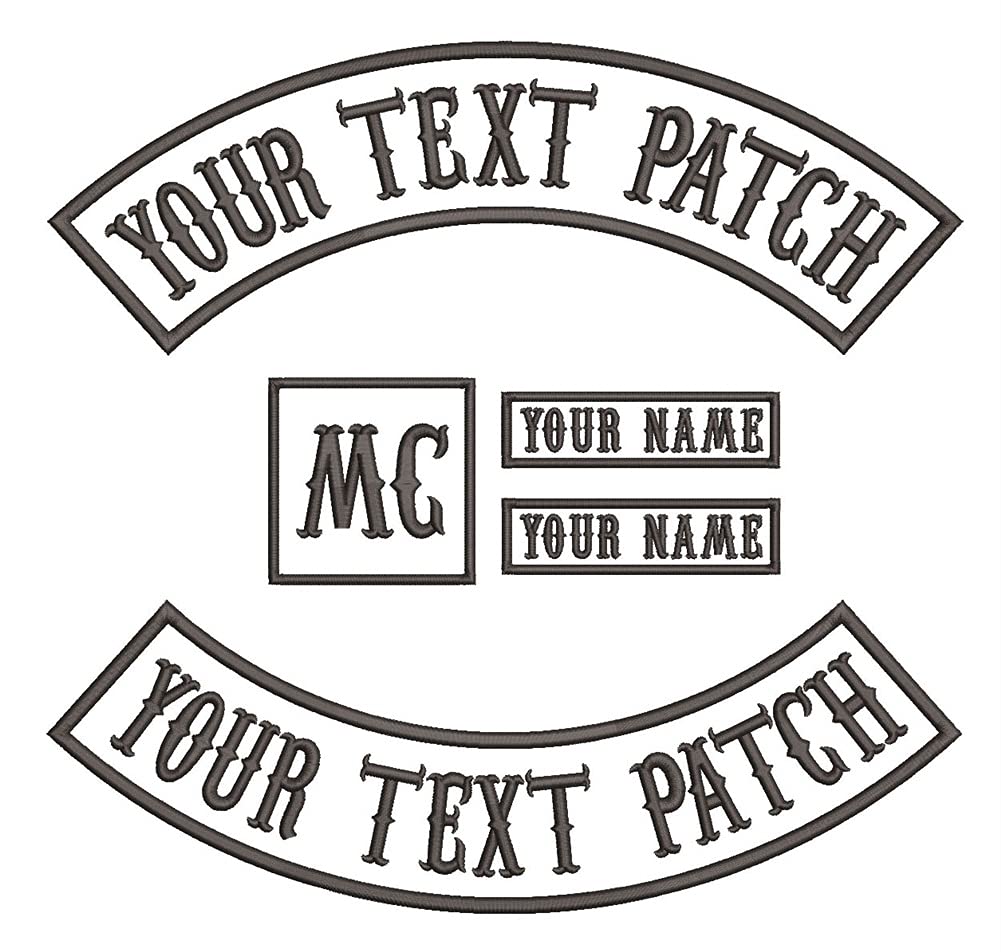 Dark blue sea 5 Pcs Custom Embroidered Patch Vest Biker Motorcycle Rocker Name Patches (Color : Black on White)