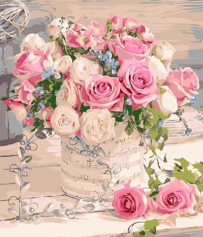 Syntego Diamond Painting Kits for Adults Floral Rose 5D Diamond Art Kit, Aesthetic Flower Wall Decor, Relaxing Craft Kit, Gem Painting - Image 2