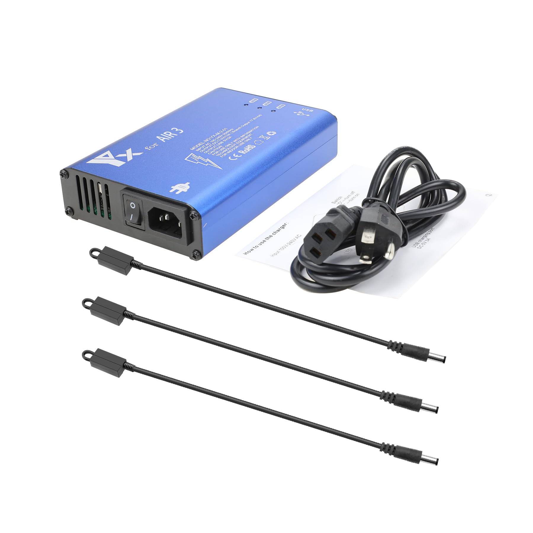 Hanatora Chargeur parallèle rapide pour DJI Air 3S, Air 3, concentrateur de charge de batterie simultané