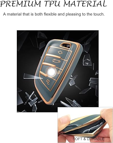 Miniatura 4 de Funda para llavero BMW compatible con BMW 2 5 6 7 Series X1 X2 X3 X5 X6, funda de protección de llaves de TPU suave con anillo brillante adhesivo