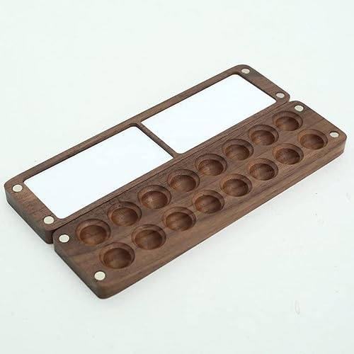 Pequeña paleta de acuarela portátil de madera con tapa, mini paleta de acuarela, paleta de acuarela vacía para acuarela, gouache, pintura acrílica,