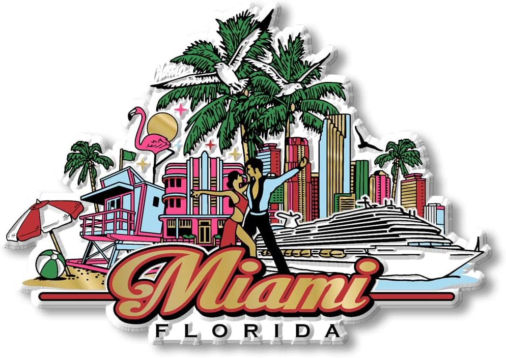 Classic Magnets Made with Pride in the USA Miami City by Collectible Souvenirs 4.4" x 3.1"