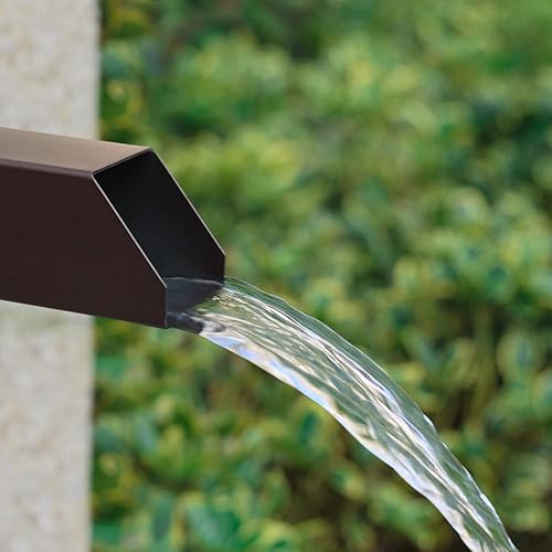 PONDO Boquilla cuadrada de 2 pulgadas para fuente de agua, derrame de acero inoxidable 316 con deflector de pulverización de construcción para Marrón