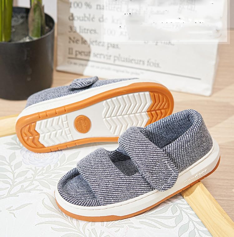 Men Wide Flat Sandals Summer Slippers for Swollen Feet Senior Stripe Non-Slip Home Shoes Corduroy Outdoor Walking Footwear3