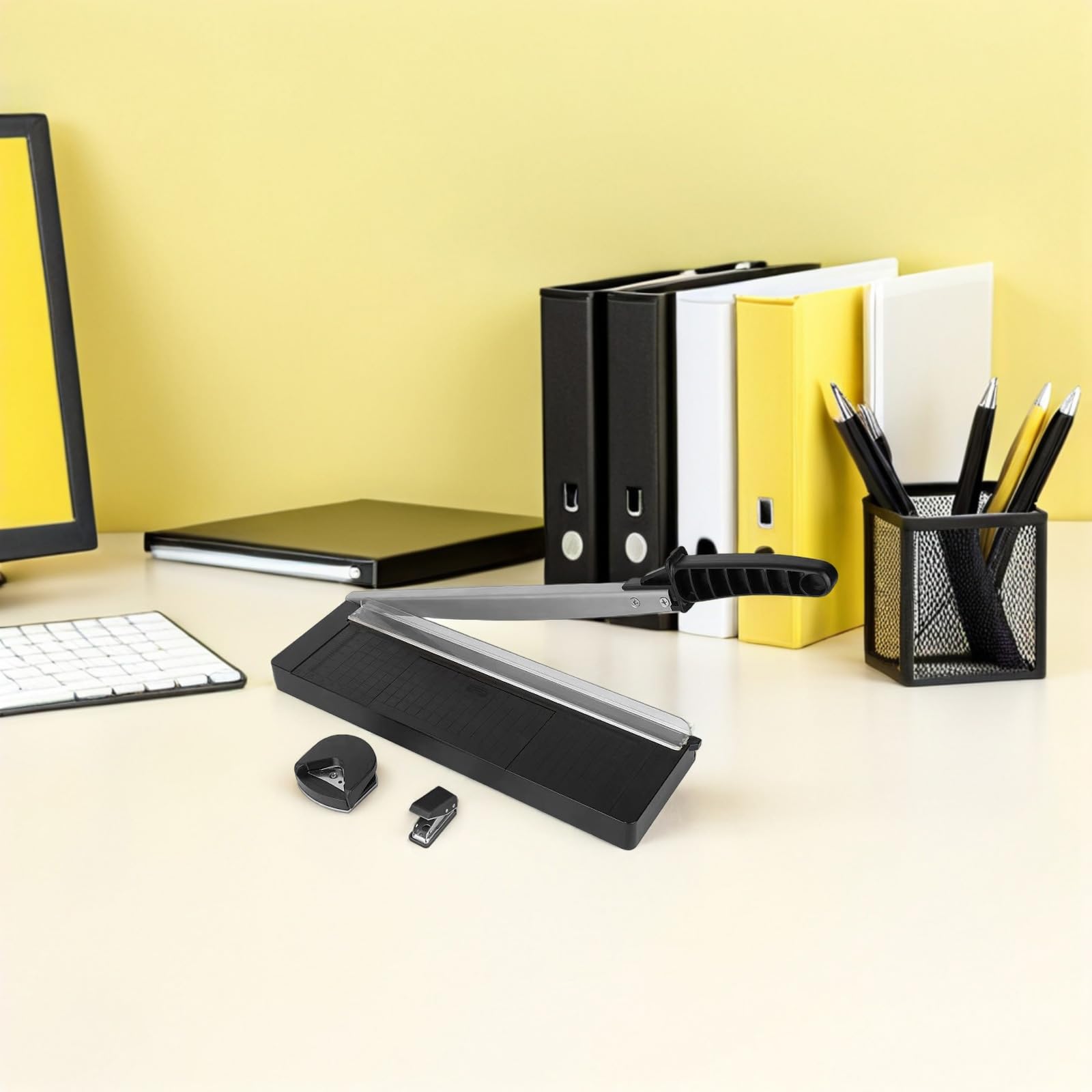 POPETPOP Taglierina per Carta Portatile Multifunzione da Tavolo, Taglierina di Precisione ad Alta Resistenza per Ufficio e Scrapbooking, Compatta e Maneggevole per Foto, Cartoncino