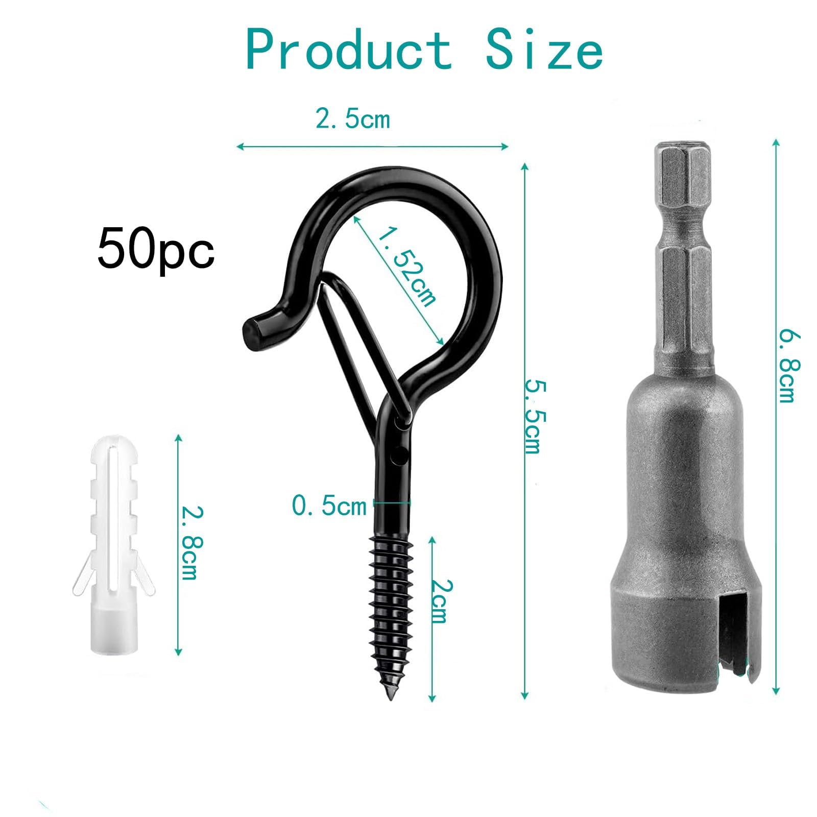 GQunit 50 Pack 55 * 5mm Screw Hooks - Image 2