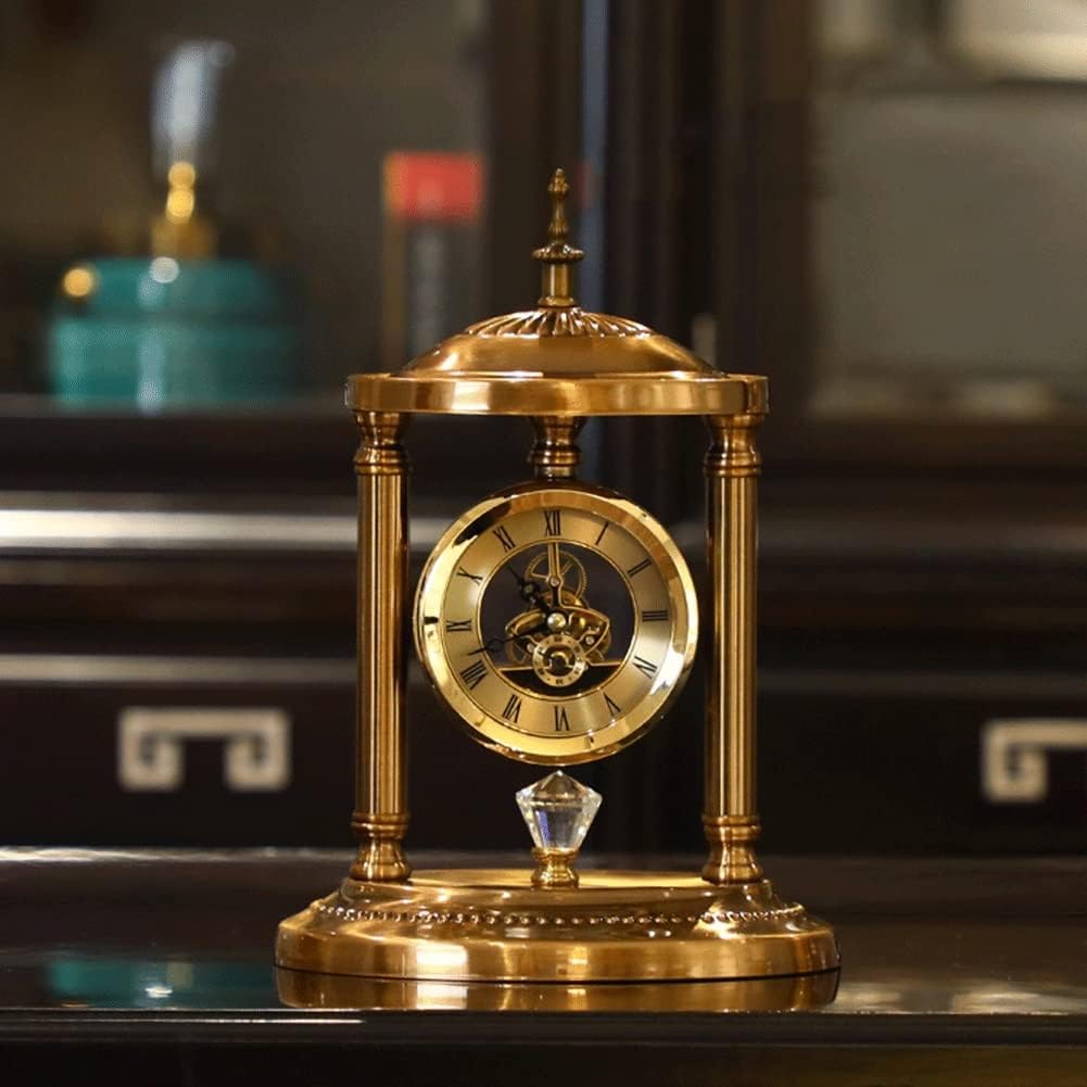 Retro Standing Clock Mantel Clock, European Retro Style Desk Clock, Living Room Clock Antique Silent Table Clock for Living Room, Fireplace, Office, Desk Luxurious Gift,