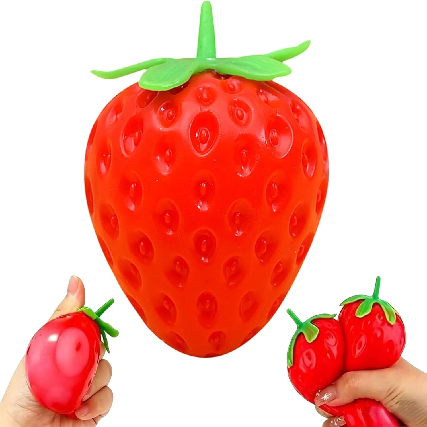 Large Slow Rising Strawberry Squeeze Soft Foam Stress Relief | Large Slow Rising Soft Foam Toy, Cute Strawberry Squeeze Toy, Portable Elastic Sensory Toy, Stress Relief Gift-image-5