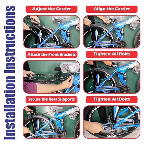 Image of De Venta High Strength Bicycle Carrier Rack for 26-Inch Bikes | Iron Rear Rack with 45kg Load Capacity | Weather-Resistant Black Finish | Fits Ranger, BMX & Mountain Bikes | Easy Installation.