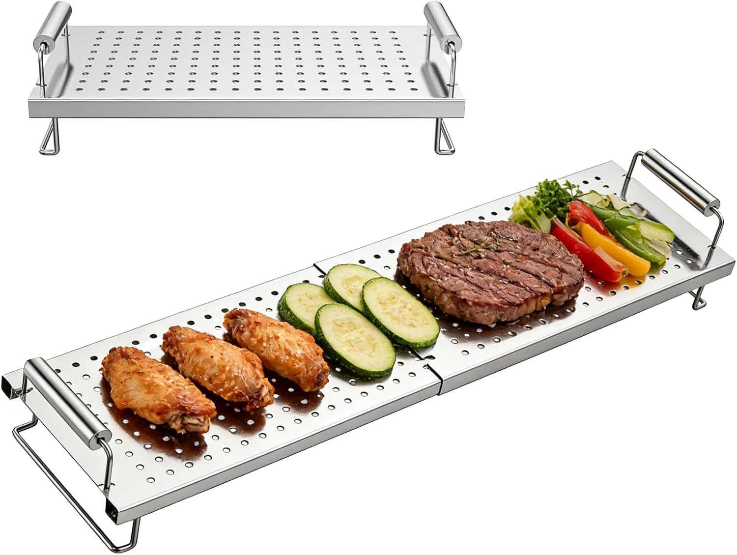 Adjustable Griddle Warming Rack for Blackstone 17 22 28 36 Inches Griddle, 304 Stainless Steel Universal Grill Roasting Stand Accessories for Weber Charbroil and Most Tabletop Flat-top Griddle Grills