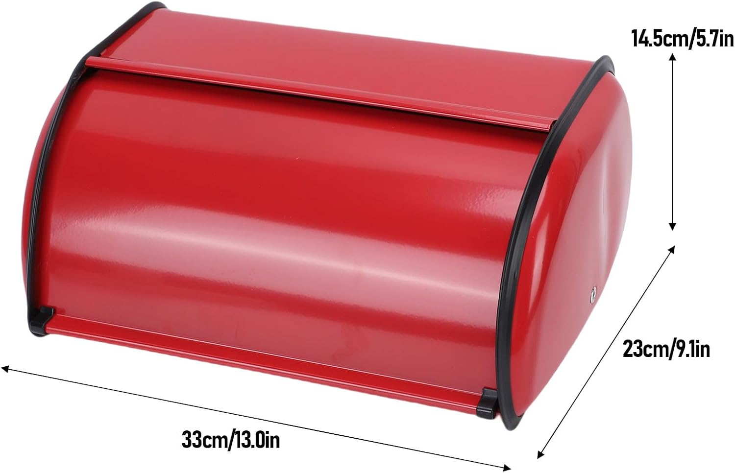 Roll Top Bread Box for Kitchen Countertop, Metal Bread Storage Container with Roll Top Lid, BreadBin Breadbox Organizer for Homemade Rolls, Muffins, Snacks (Red)