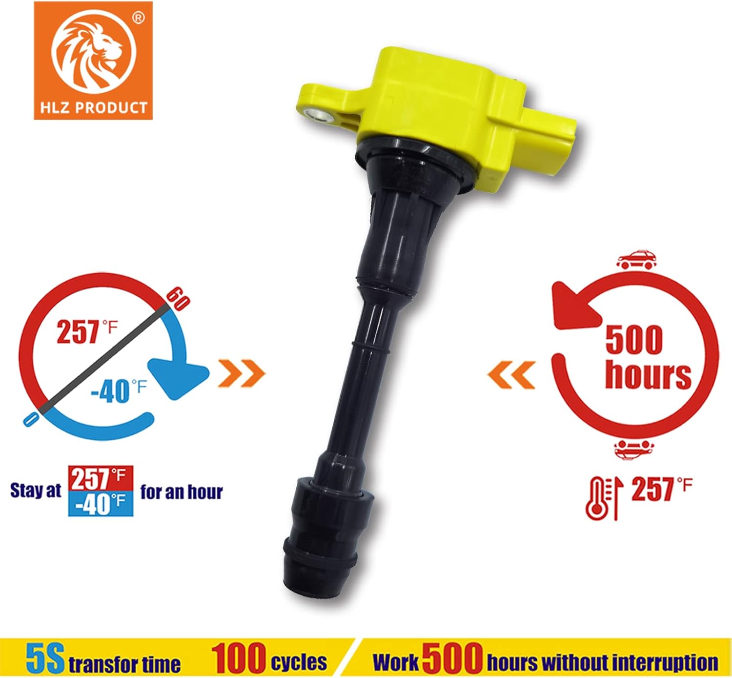 HLZ HIGH PERFORMANCE IGNITION COIL 22433-8H315 224338H315 22448-8H315 224488H315 UF-350 UF350 C1398 SET OF 4 COMPATIBLE WITH Nisssan X-Trail Altima Sentra 2.5L L4 T30 L31 QR25