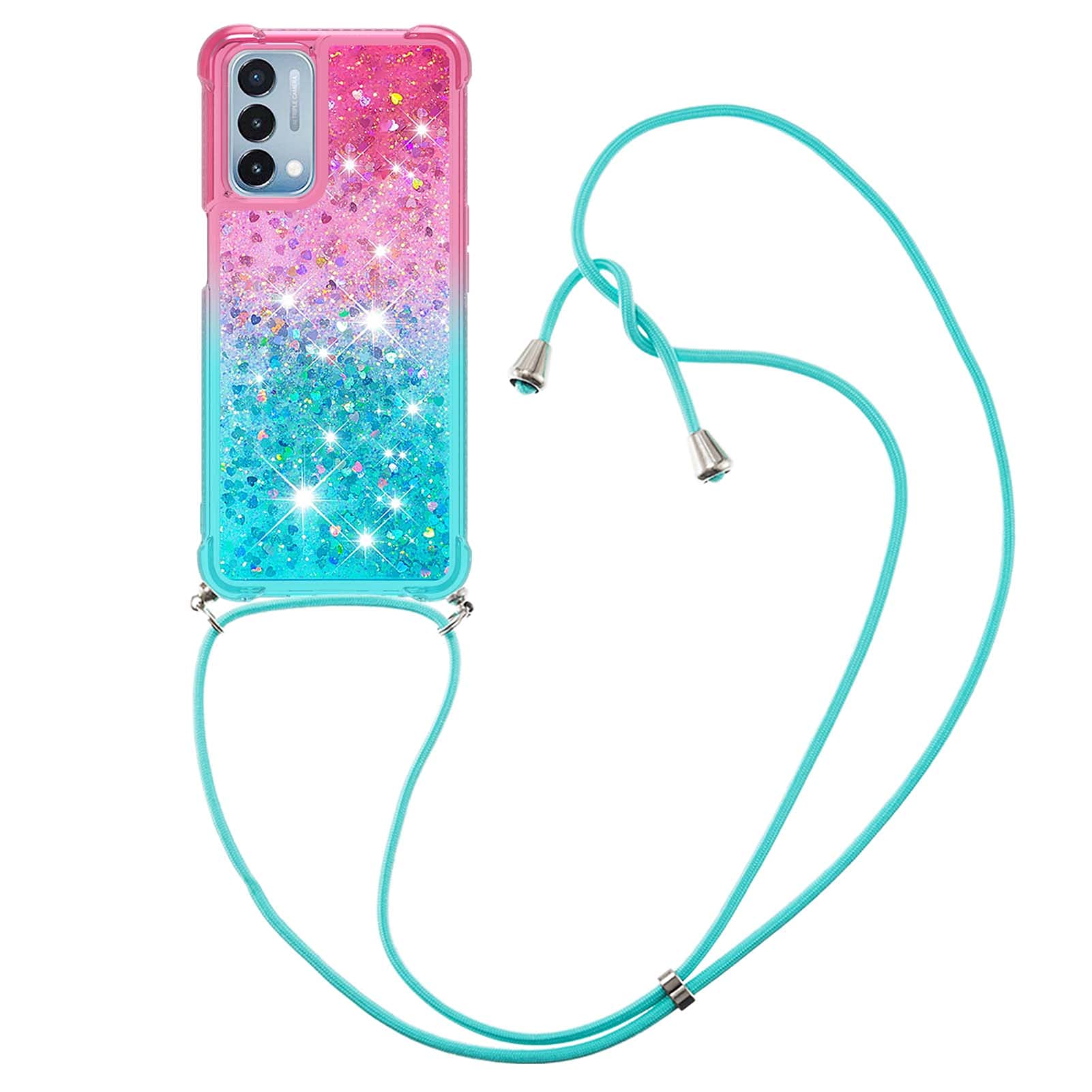 SIMao Handyhülle Mit Kette Für Xiaomi Redmi 9T – Quicksand Glitzer-Design, TPU-Silikon, Diebstahlschutz