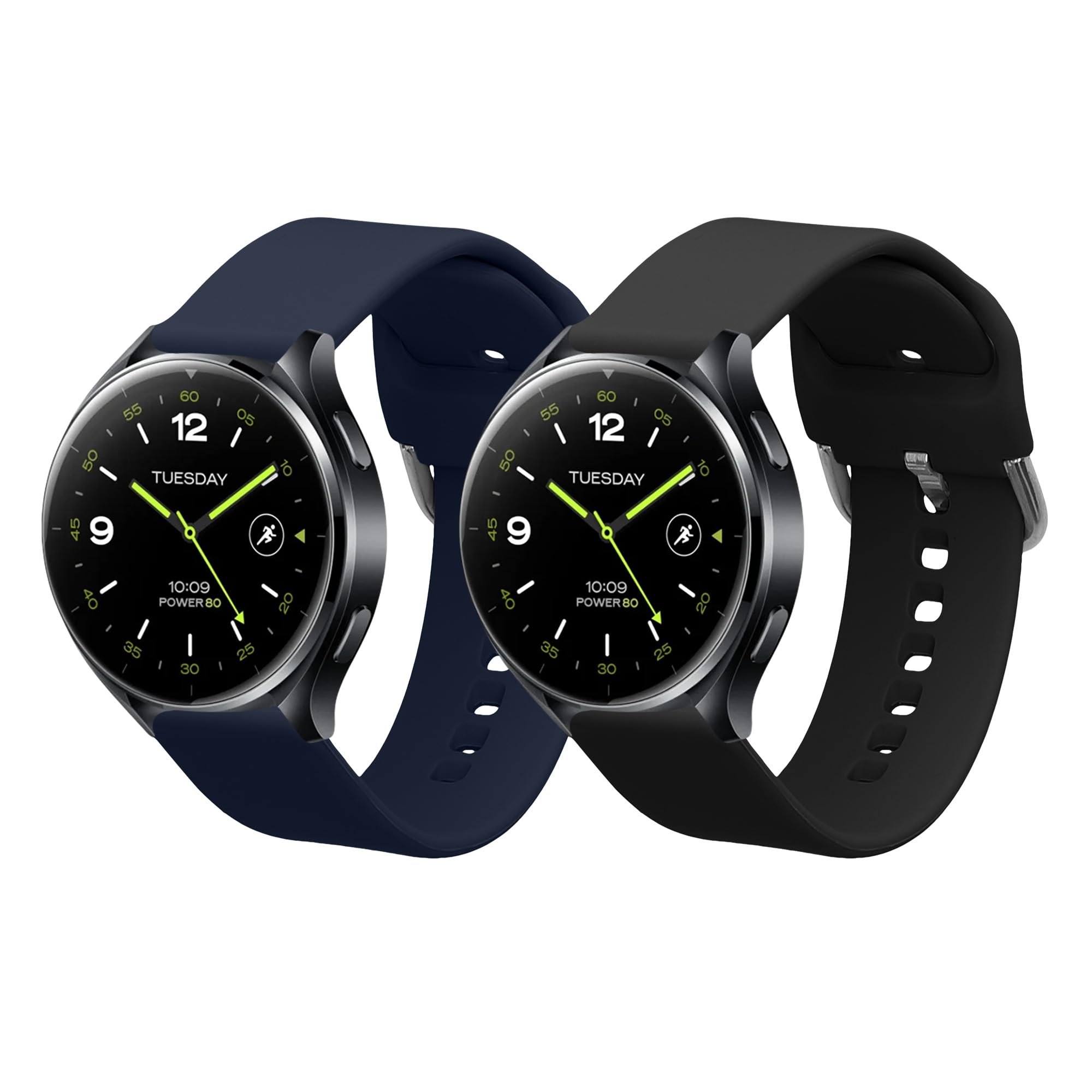 kwmobile Pulsera compatible con Xiaomi Watch 2 / OPPO Watch X/Oneplus 2 correa - 2x Correas de silicona flexible - Tamaño ajustable