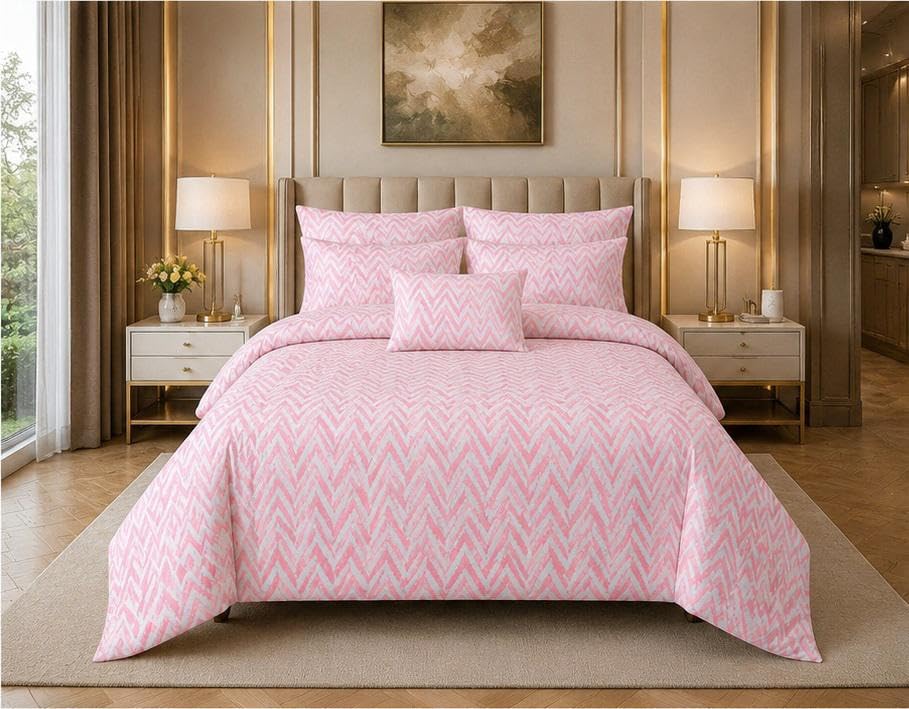 Image of NEW LEAF Cotton Fitted King Bedsheets with 2 Pillow Covers | Elastic Fitted | Wrinklefree | Ultrasoft |Winter Bedsheet 200 to 220 tc Floral | 78x72+10 Inches, Blush Pink