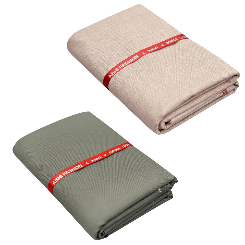 Abhi Fashion Men's Cotton Feel Formal Unstitched Combo Trouser Fabric For Men (Pack Of 2)-image-11