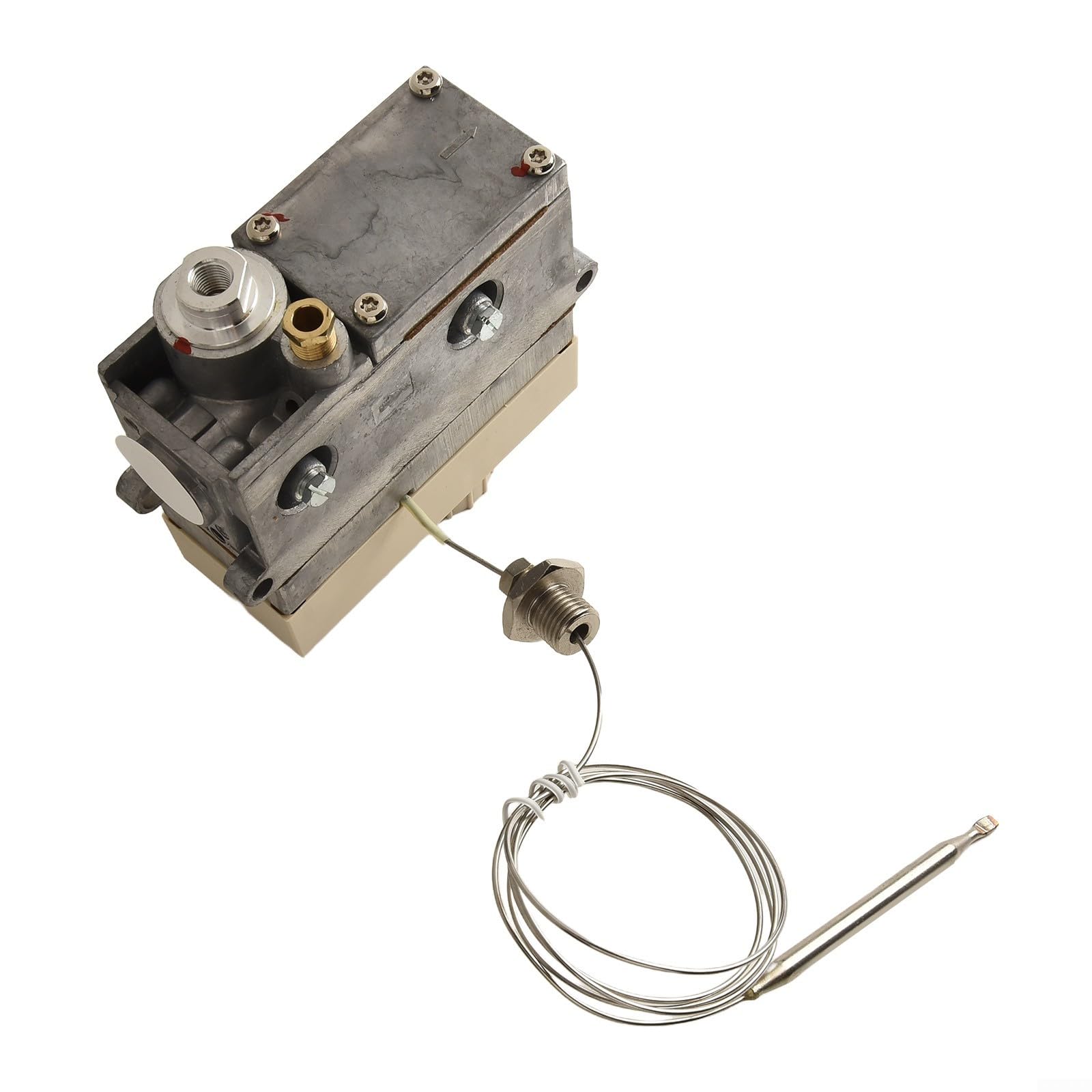 GY710 - Termostato de gas (100 – 340 °C, para quemadores de gas, freidoras y hornos, presión de entrada 50 mbar, carcasa metálica, repuesto SMT-WK002A)