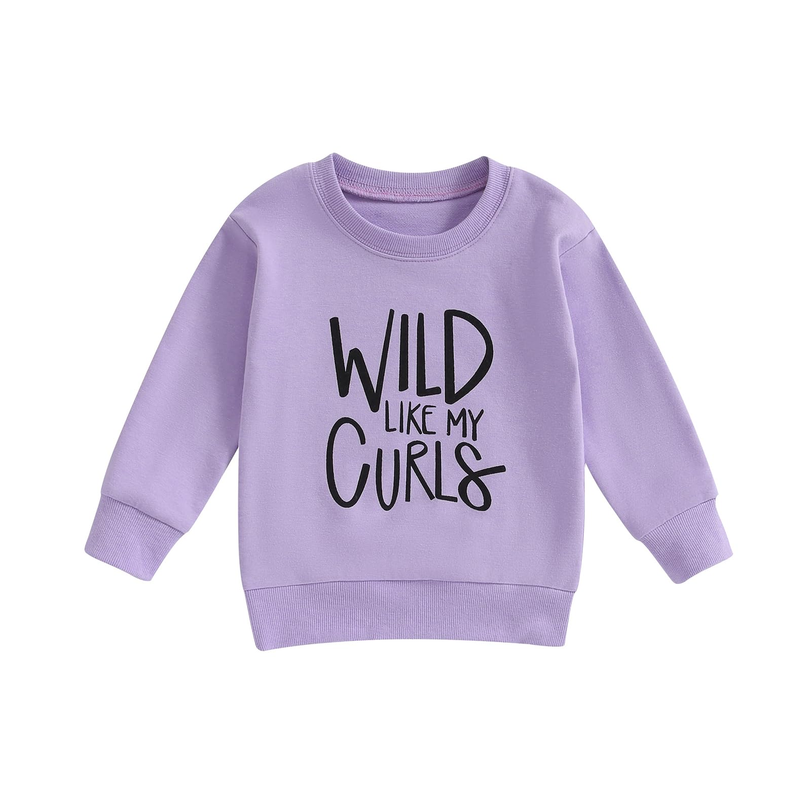 Hnyenmcko Kids Toddler Baby Girl Clothes Wlid Like My Curls Letter Printed Pullover Sweatshirt Fall Winter Sweater Tops 1-6Y (Wild-Purple, 3-4 Years)