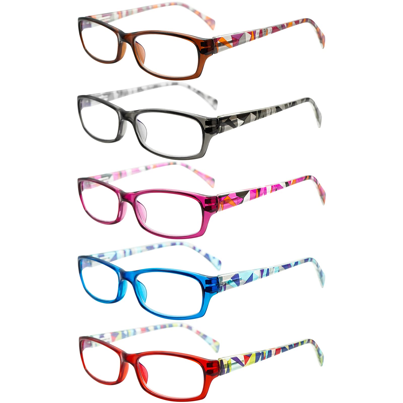 VIDEBLA 5 Pack Computer Reading Glasses Men and Women Anti Eyestrain Blue Light Blocking Glasses for Reading (5 Mix-3, 1.0)